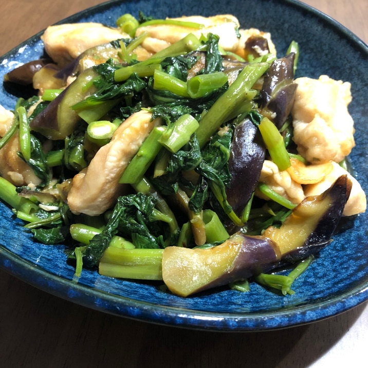 空芯菜と鶏胸肉のオイスター炒め